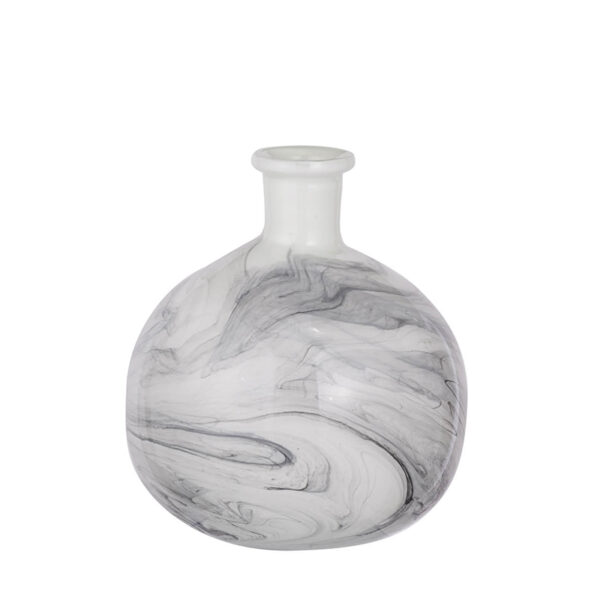 D8.5x9" Svirla Round Vase-Black-and-White Swirl