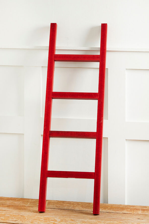 Red Wood Antique Christmas Ladder