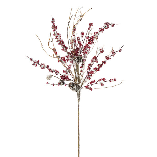 30"H Berry/Pinecone/Twig Spray,Red