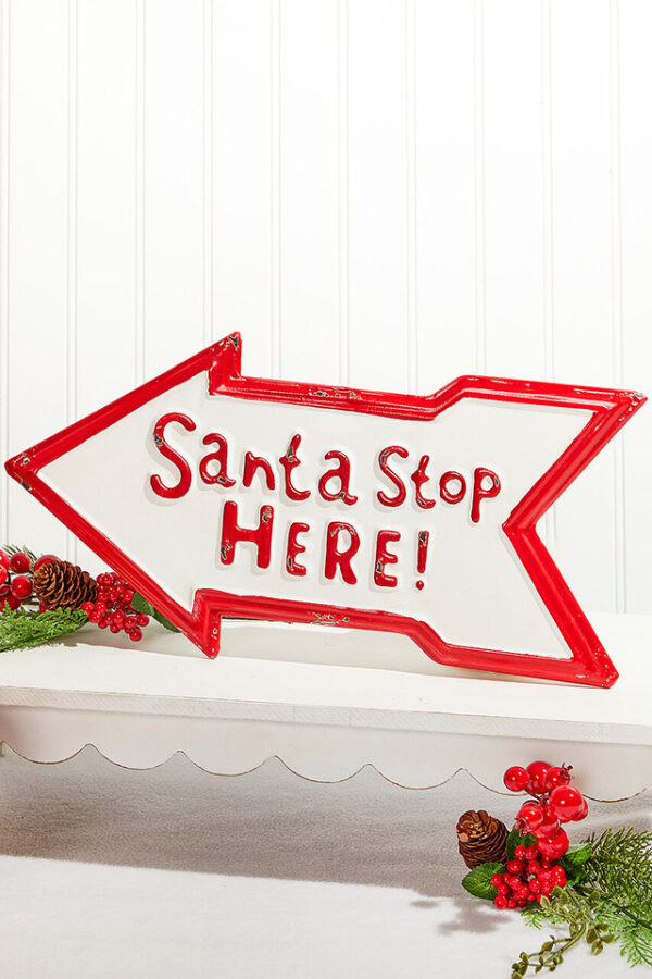 Santa Stop Here Wooden Sign