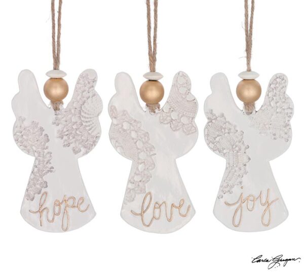 MESSAGE ANGELS LACE TEXTURE ORNAMENT