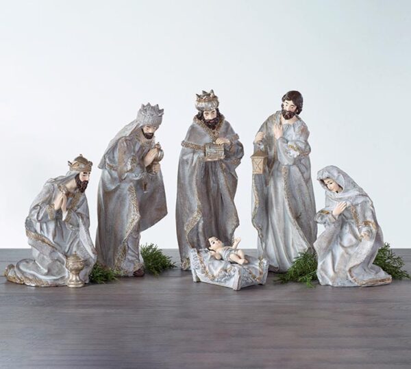 6 PC NATIVITY SET IN NATURAL WASH COLOR