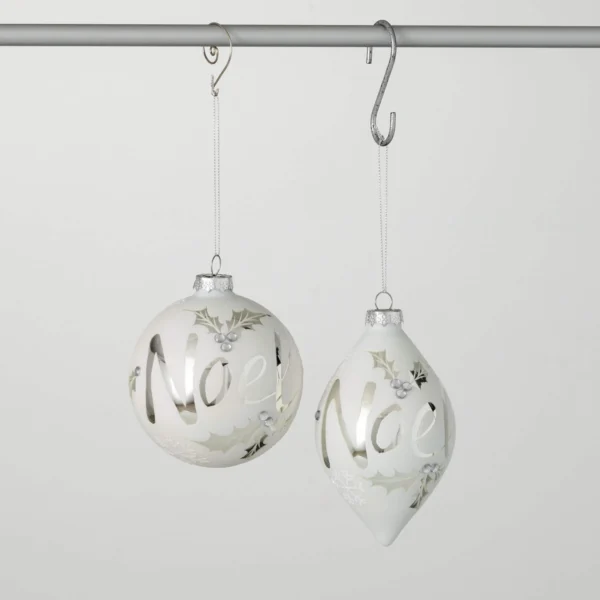 WHITE SILVER NOEL ORNAMENTS