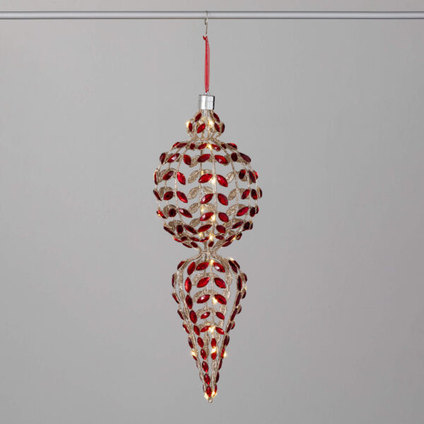 LIGHTED GOLD RED GEM FINIAL