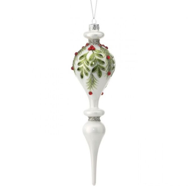 10" GLASS BERRY/LEAF/PINE FINIAL ORNAMENT