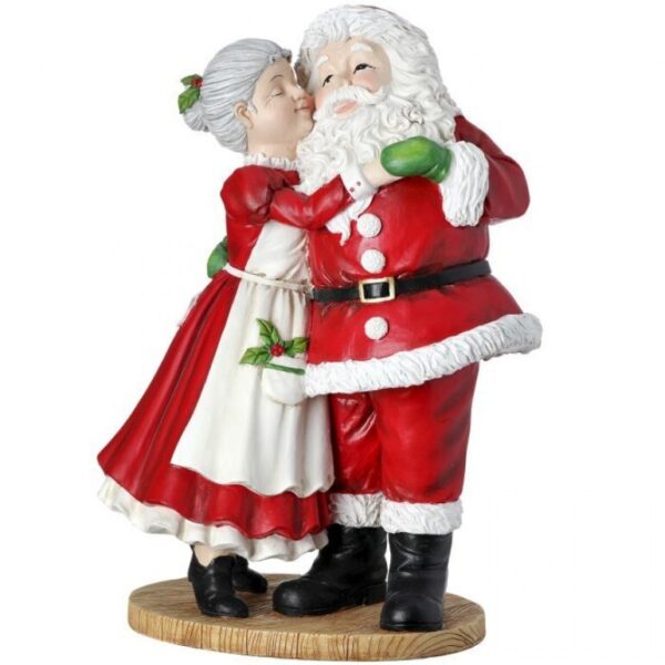 12"RESIN MRS CLAUS KISSING SANTA