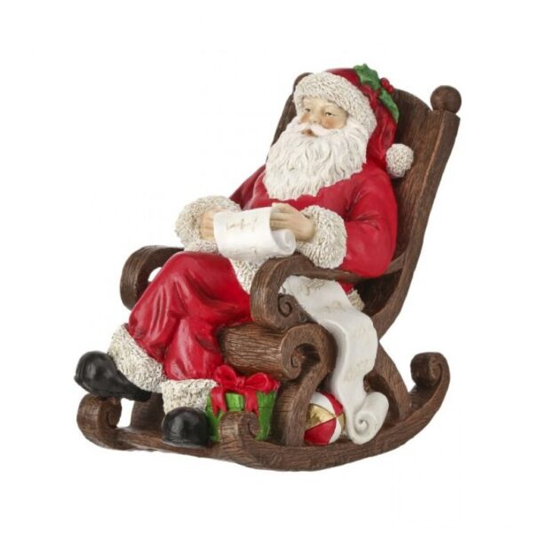 11" RESIN SANTA IN ROCKER W/LIST