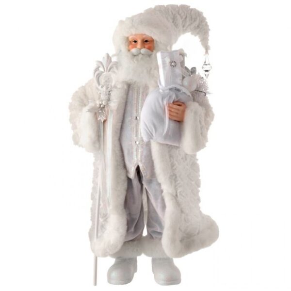 36" FABRIC WINTER SANTA W/GIFT SACK/STAFF