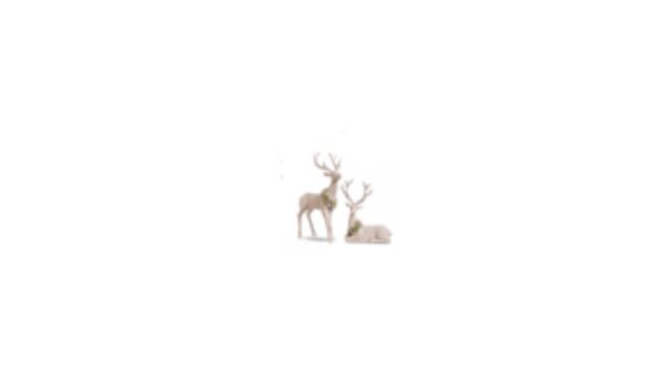 17" White Deer with Wreath