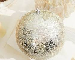 6" ICED METALLIC BALL ORNAMENT
