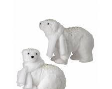 13.5" FAUX FUR POLOR BEAR W/SCARF 2/AST