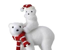 24" FAUX FUR POLOR BEAR/BABY W/SCARF