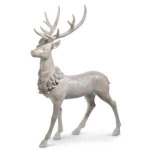 RAZ Iced Standing Deer with Holly Wreath