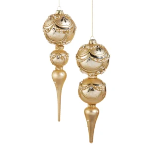 RAZ Gold Pearl Trimmed Finial Ornament