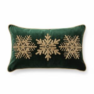 Melrose Green Pillow w/Snowflakes