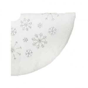 24"D WHITE VELVET SNOWFLAKE TREE SKIRT