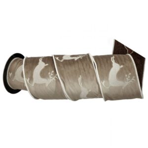 4"X5Y SUEDE/VELVET PRANCING DEER RIBBON