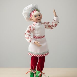 Jolly Candy Cane Chef Elf Christmas Decoration